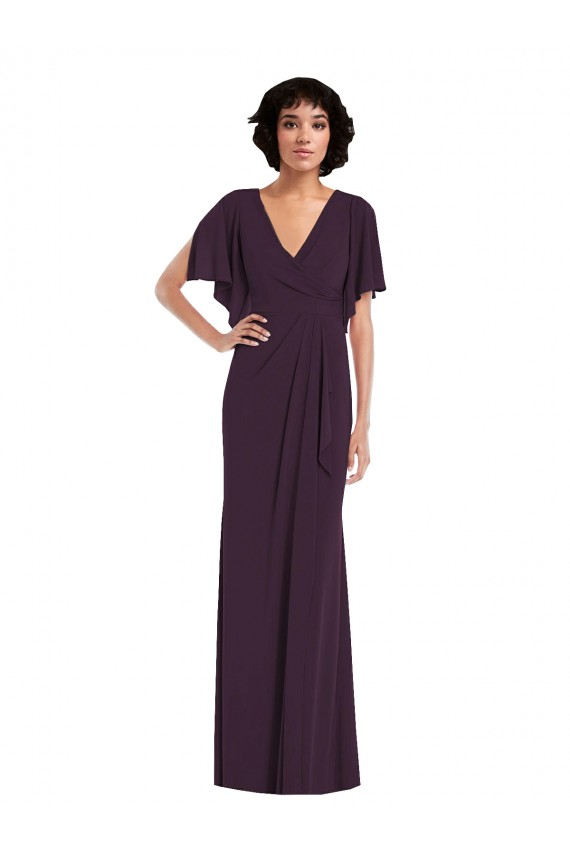 V-Neck Long Spandex Grape Split Sleeves Formal Evening Gown / Prom Dress / Bridesmaid Dress Darwin