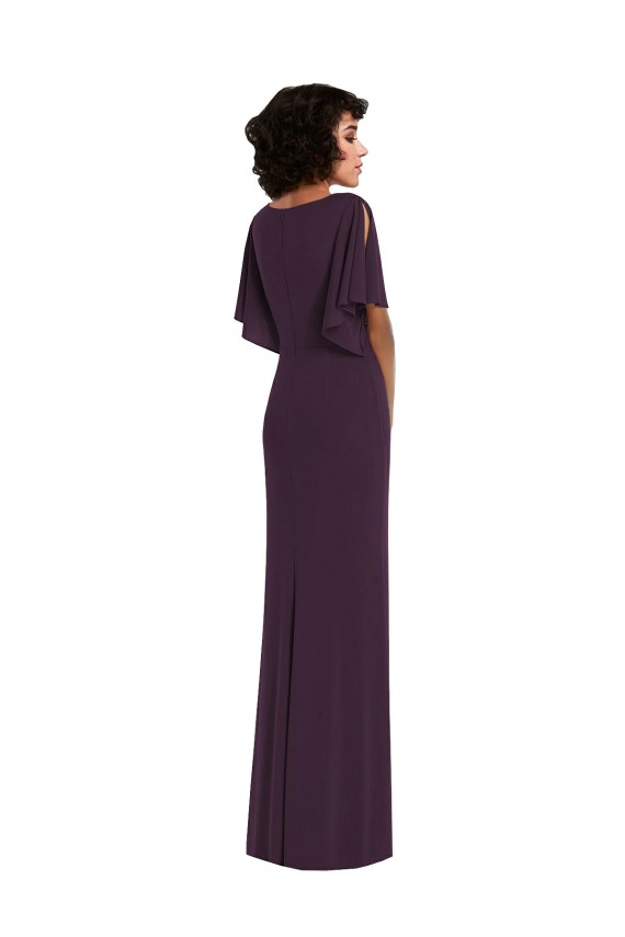 V-Neck Long Spandex Grape Split Sleeves Formal Evening Gown / Prom Dress / Bridesmaid Dress Darwin