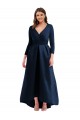 V-Neck Long Spandex Dark Navy Long Sleeves High Low Plus Size Evening Gown / Prom Dress / Bridesmaid Dress Darwin