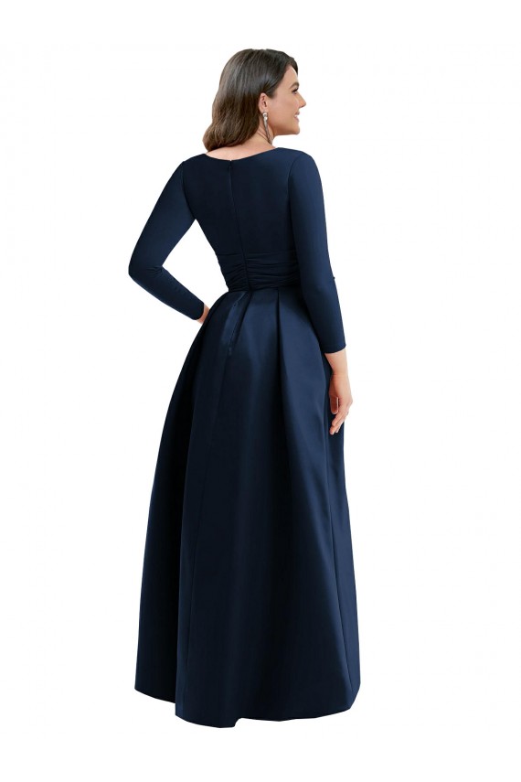 V-Neck Long Spandex Dark Navy Long Sleeves High Low Plus Size Evening Gown / Prom Dress / Bridesmaid Dress Darwin
