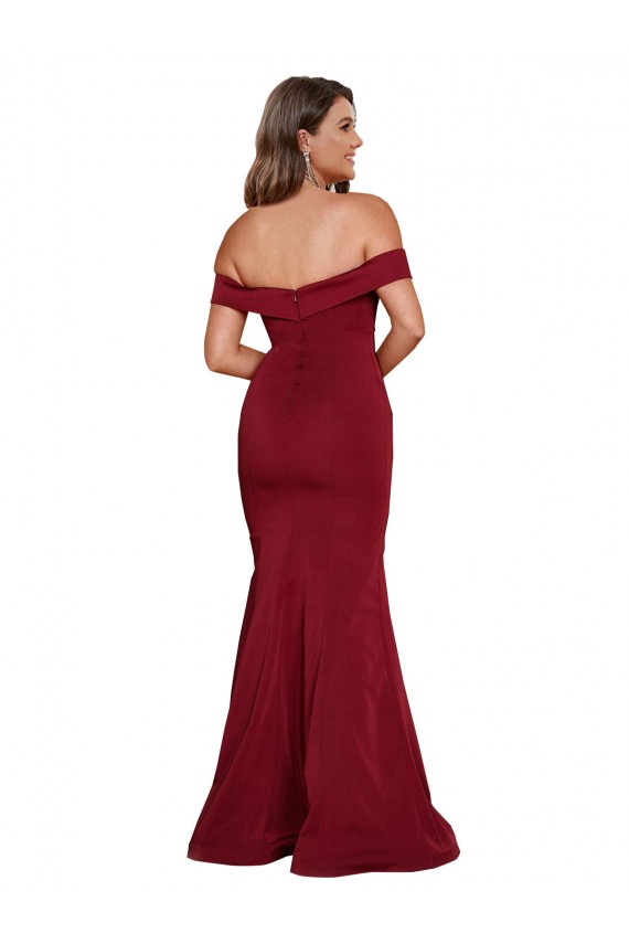 Off the Shoulder Long Spandex Burgundy Sleeveless Formal Plus Size Evening Gown / Prom Dress / Bridesmaid Dress Darwin