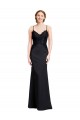 V-Neck Long Stretch Crepe Black Mermaid Sleeveless Prom Dress / Bridesmaid Dress Darwin