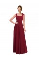 Square Neck Long Stretch Crepe Burgundy Sleeveless Prom Dress / Bridesmaid Dress Darwin