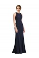 High Neck Long Stretch Crepe Dark Navy Sleeveless Black Tie Prom Dress / Bridesmaid Dress Darwin
