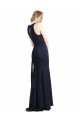 High Neck Long Stretch Crepe Dark Navy Sleeveless Black Tie Prom Dress / Bridesmaid Dress Darwin