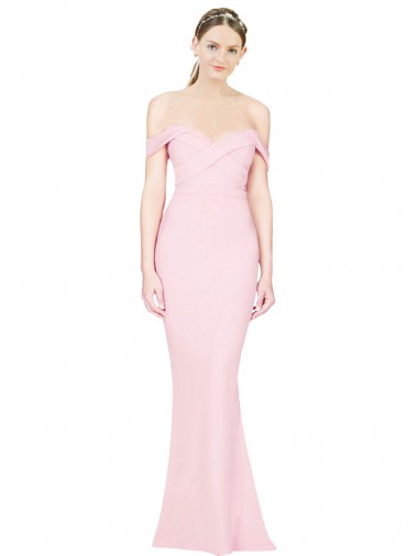 Strapless Long Stretch Crepe Pink Sleeveless Formal Evening Gown / Prom Dress / Bridesmaid Dress Darwin