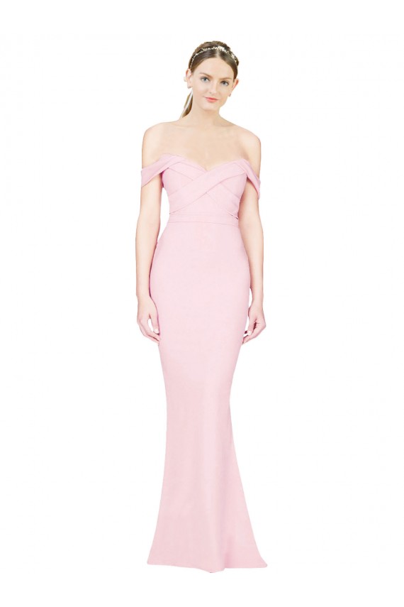 Strapless Long Stretch Crepe Pink Sleeveless Formal Evening Gown / Prom Dress / Bridesmaid Dress Darwin