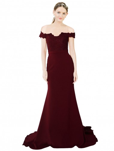Sweetheart Sweep Train Stretch Crepe & Lace Burgundy Gold Sleeveless Formal Evening Gown / Prom Dress / Bridesmaid Dress Darwin