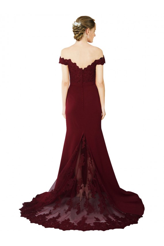 Sweetheart Sweep Train Stretch Crepe & Lace Burgundy Gold Sleeveless Formal Evening Gown / Prom Dress / Bridesmaid Dress Darwin