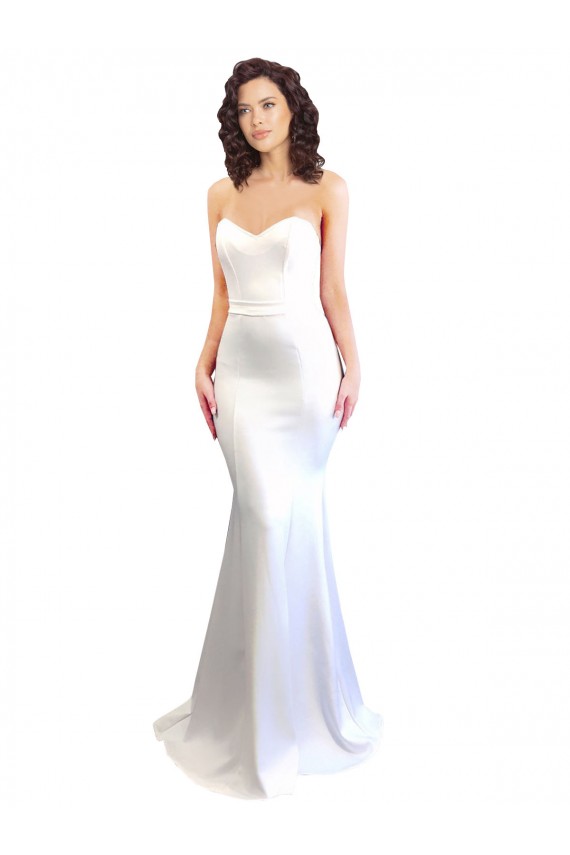 High Neck Long Stretch Crepe White Sleeveless Formal Evening Gown / Prom Dress / Bridesmaid Dress Darwin