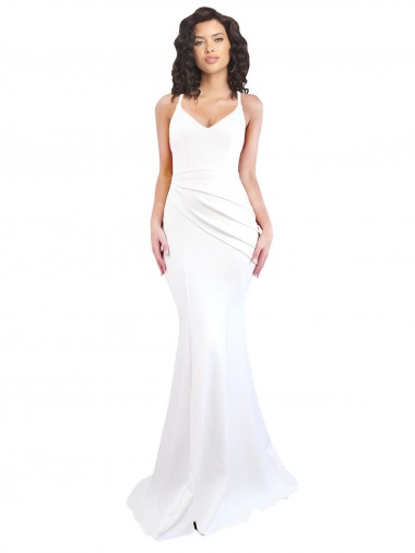 High Neck Long Stretch Crepe White Sleeveless Black Tie Evening Gown / Prom Dress / Bridesmaid Dress Darwin