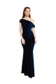 One Shoulder Long Stretch Crepe Dark Navy Sleeveless Formal Evening Gown / Prom Dress / Bridesmaid Dress Darwin