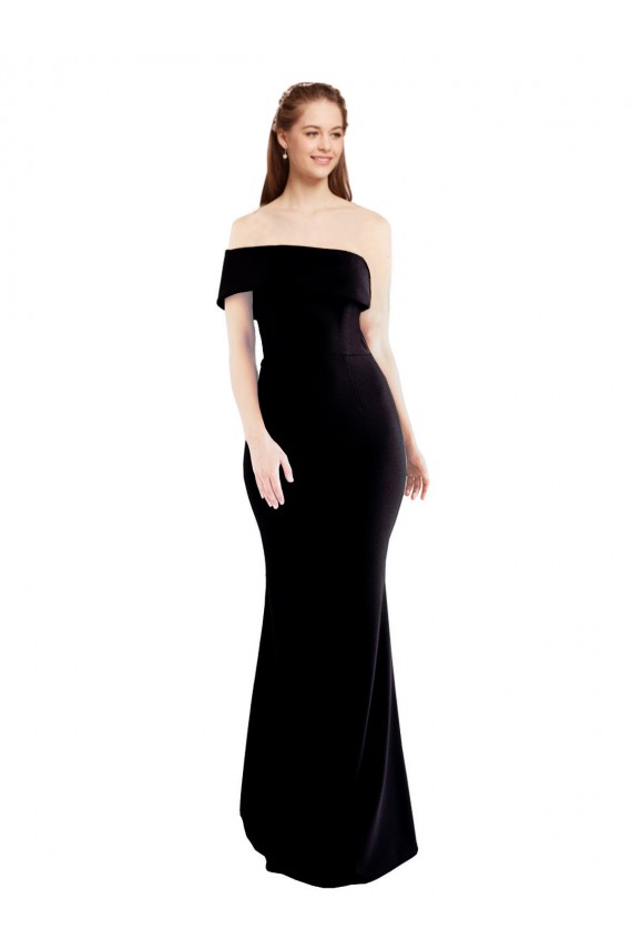 One Shoulder Long Stretch Crepe Black Sleeveless Formal Evening Gown / Prom Dress / Bridesmaid Dress Darwin