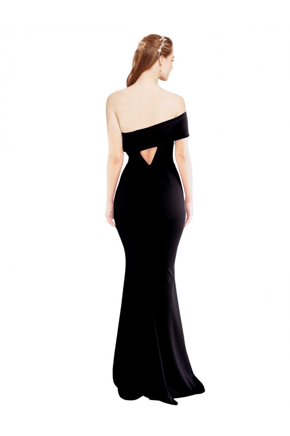 One Shoulder Long Stretch Crepe Black Sleeveless Formal Evening Gown / Prom Dress / Bridesmaid Dress Darwin