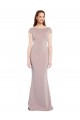 Boat Neck Long Stretch Crepe Dusty Pink Cap Sleeves Formal Evening Gown / Prom Dress / Bridesmaid Dress Darwin