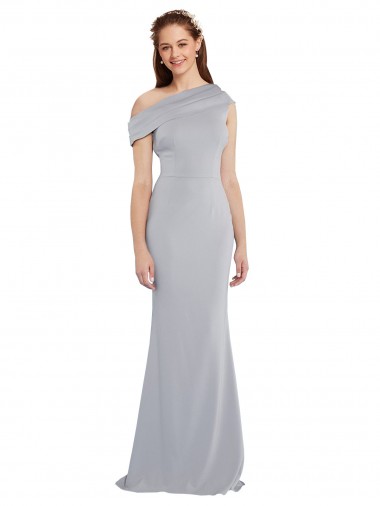 One Shoulder Long Stretch Crepe Grey Sleeveless Formal Dress / Bridesmaid Dress Darwin