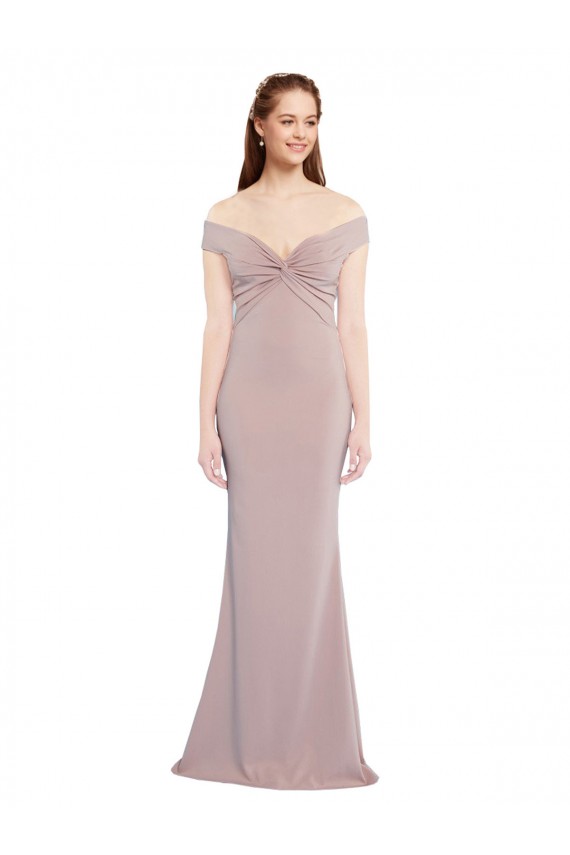 V-Neck Long Stretch Crepe Dusty Pink Sleeveless Formal Evening Gown / Prom Dress / Bridesmaid Dress Darwin