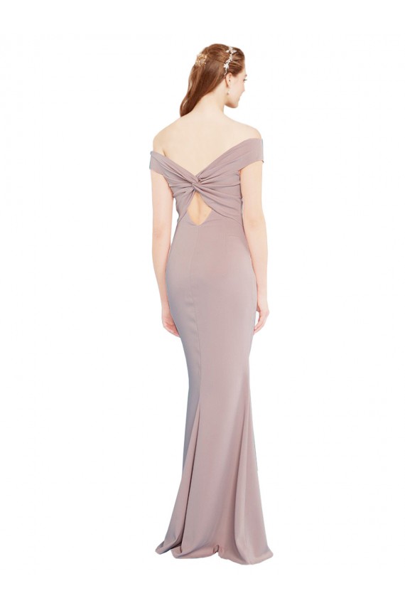 V-Neck Long Stretch Crepe Dusty Pink Sleeveless Formal Evening Gown / Prom Dress / Bridesmaid Dress Darwin
