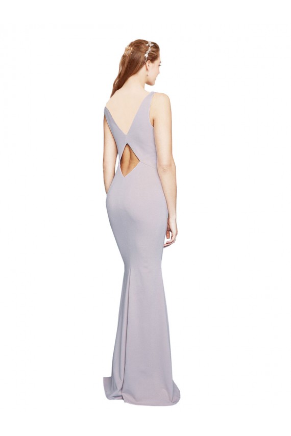 V-Neck Long Stretch Crepe Arctic Lilac Sleeveless Formal Evening Gown / Prom Dress / Bridesmaid Dress Darwin