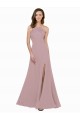 High Neck Long Stretch Crepe Dusty Pink A-Line Sleeveless Prom Dress / Bridesmaid Dress Darwin