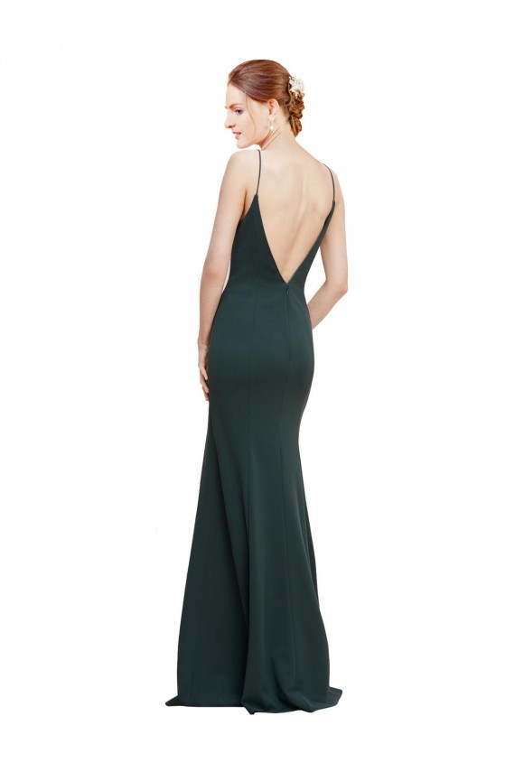 V-Neck Long Stretch Crepe Pink Sleeveless Formal Dress / Bridesmaid Dress Darwin