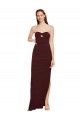 Strapless Long Stretch Crepe Burgundy Gold Sleeveless Formal Evening Gown / Prom Dress / Bridesmaid Dress Darwin