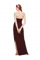 Strapless Long Stretch Crepe Burgundy Gold Sleeveless Formal Evening Gown / Prom Dress / Bridesmaid Dress Darwin