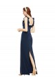 Scoop Neck Long Stretch Crepe Dark Navy Sleeveless Formal Evening Gown / Prom Dress / Bridesmaid Dress Darwin