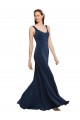 Round Neck Long Stretch Crepe Dark Navy Sleeveless Prom Dress / Bridesmaid Dress Darwin