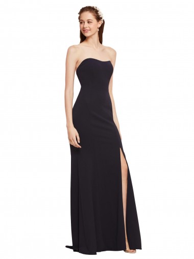 Strapless Long Stretch Crepe Dark Navy Sleeveless Formal Evening Gown / Prom Dress / Bridesmaid Dress Darwin