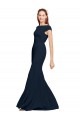 Boat Neck Long Stretch Crepe Dark Navy Sleeveless Formal Evening Gown / Prom Dress / Bridesmaid Dress Darwin