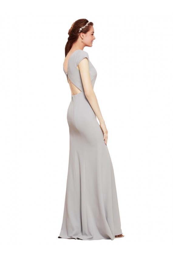 Boat Neck Long Stretch Crepe Dark Navy Sleeveless Formal Evening Gown / Prom Dress / Bridesmaid Dress Darwin