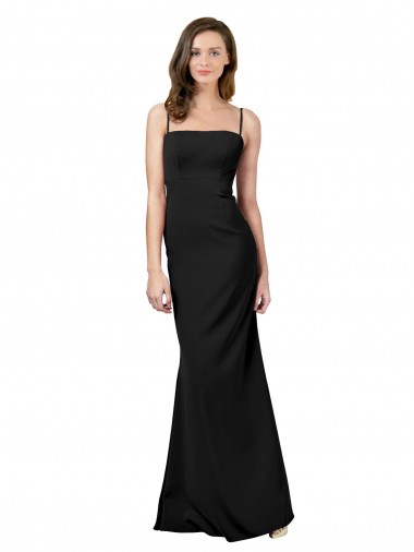 Square Neck Long Stretch Crepe Black Sleeveless Formal Evening Gown / Prom Dress / Bridesmaid Dress Darwin