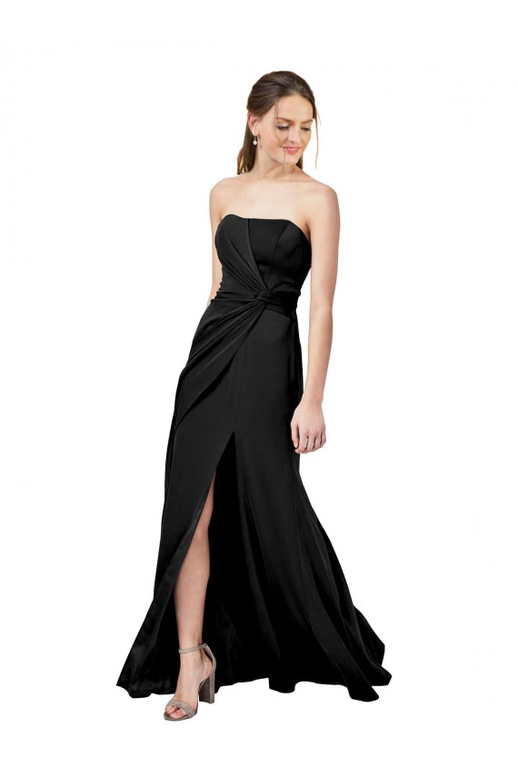 Strapless Long Stretch Crepe Black Sleeveless Formal Dress / Bridesmaid Dress Darwin