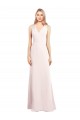 V-Neck Long Stretch Crepe Pink Sleeveless Semi Formal Evening Dress / Prom Dress / Bridesmaid Dress Darwin