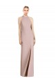 Halter Neck Long Stretch Crepe Dusty Pink Sleeveless Semi Formal Evening Dress / Bridesmaid Dress Darwin
