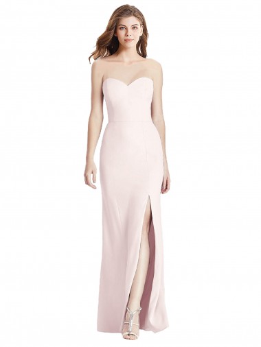 Strapless Long Stretch Crepe Pink Sleeveless Semi Formal Evening Dress / Prom Dress / Bridesmaid Dress Darwin