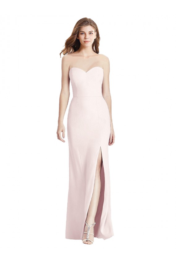 Strapless Long Stretch Crepe Pink Sleeveless Semi Formal Evening Dress / Prom Dress / Bridesmaid Dress Darwin