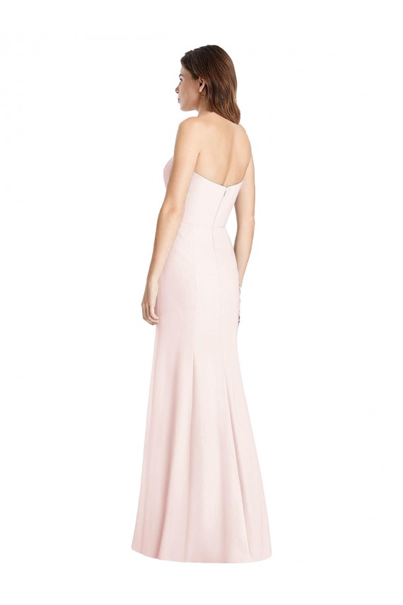 Strapless Long Stretch Crepe Pink Sleeveless Semi Formal Evening Dress / Prom Dress / Bridesmaid Dress Darwin