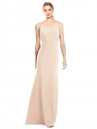 Bateau Neck Long Stretch Crepe Nude Sleeveless Semi Formal Evening Dress / Prom Dress / Bridesmaid Dress Darwin