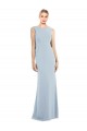 Bateau Neck Long Stretch Crepe Light Sky Blue Sleeveless Semi Formal Evening Dress / Prom Dress / Bridesmaid Dress Darwin