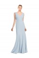 V-Neck Long Stretch Crepe Light Sky Blue Sleeveless Bridesmaid Dress / Formal Dress Darwin