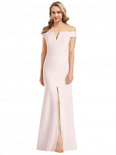 V-Neck Long Stretch Crepe Pink Sleeveless Bridesmaid Dress / Evening Dress Darwin