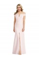 V-Neck Long Stretch Crepe Pink Sleeveless Bridesmaid Dress / Evening Dress Darwin