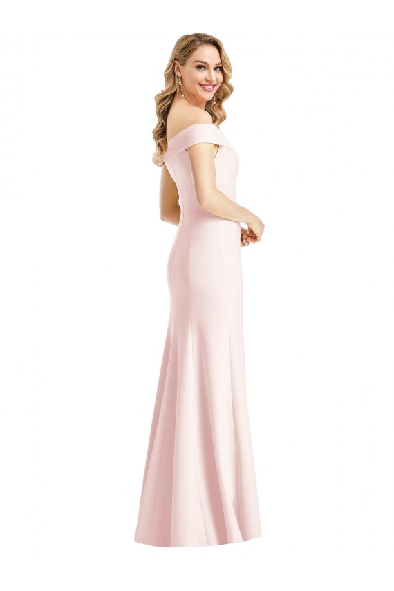 V-Neck Long Stretch Crepe Pink Sleeveless Bridesmaid Dress / Evening Dress Darwin