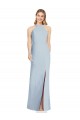 High Neck Long Stretch Crepe Light Sky Blue Sleeveless Formal Evening Gown / Bridesmaid Dress Darwin