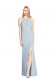 Halter Neck Long Stretch Crepe Light Sky Blue Sleeveless Semi Formal Evening Dress / Prom Dress / Bridesmaid Dress Darwin