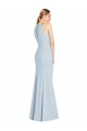 Halter Neck Long Stretch Crepe Light Sky Blue Sleeveless Semi Formal Evening Dress / Prom Dress / Bridesmaid Dress Darwin