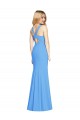 V-Neck Long Stretch Crepe Peacock Blue Sleeveless Semi Formal Evening Dress / Prom Dress / Bridesmaid Dress Darwin