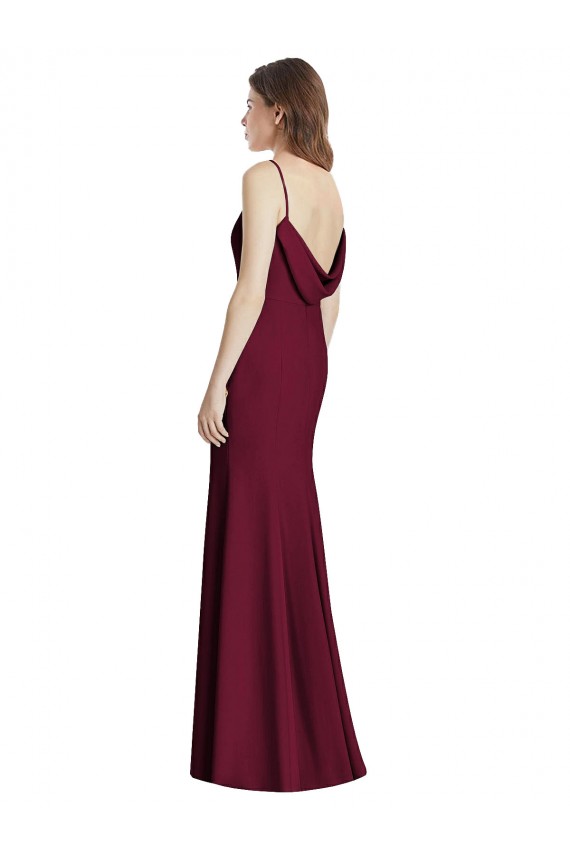 Bateau Neck Long Stretch Crepe Burgundy Gold Sleeveless Semi Formal Evening Dress / Bridesmaid Dress Darwin